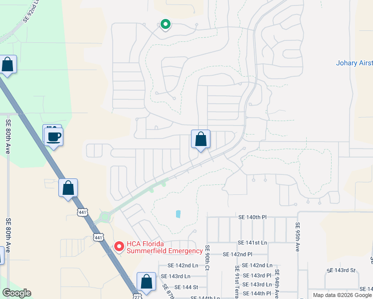 map of restaurants, bars, coffee shops, grocery stores, and more near 13670 Southeast 89th Court in Summerfield