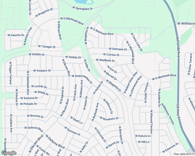 map of restaurants, bars, coffee shops, grocery stores, and more near 10989 North Adler Drive in Citrus Springs