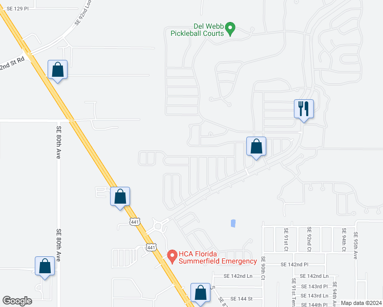 map of restaurants, bars, coffee shops, grocery stores, and more near 4655 Southeast 136th Lane in Summerfield
