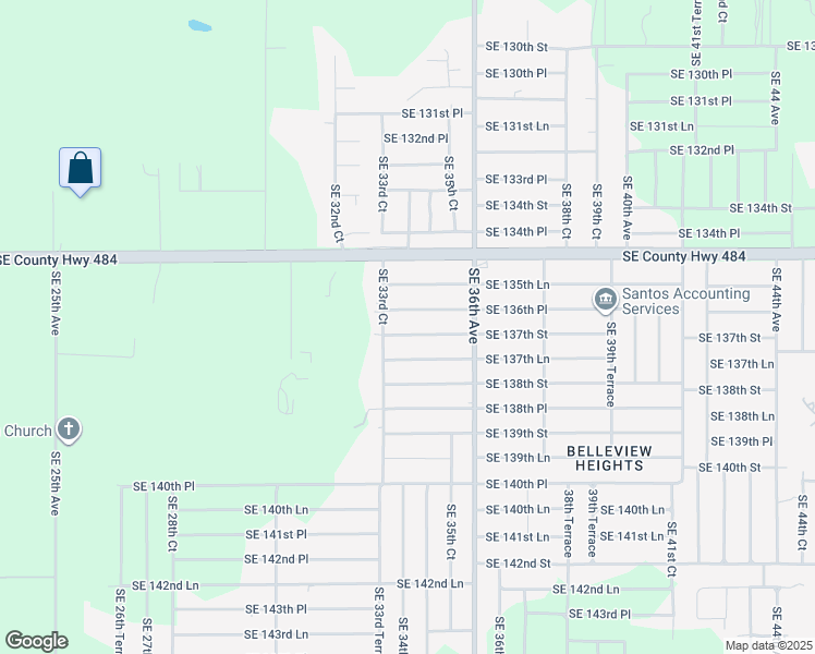 map of restaurants, bars, coffee shops, grocery stores, and more near 3435 Southeast 137th Street in Summerfield