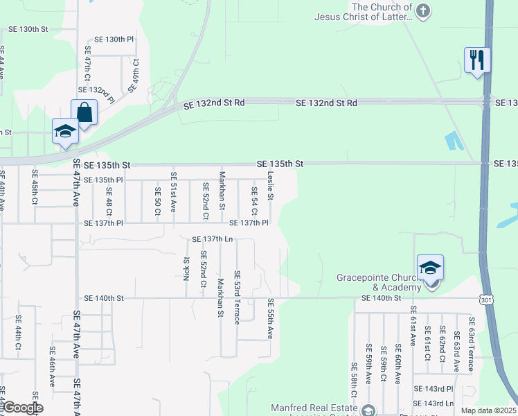 map of restaurants, bars, coffee shops, grocery stores, and more near 13665 SE 54 Ct in Summerfield