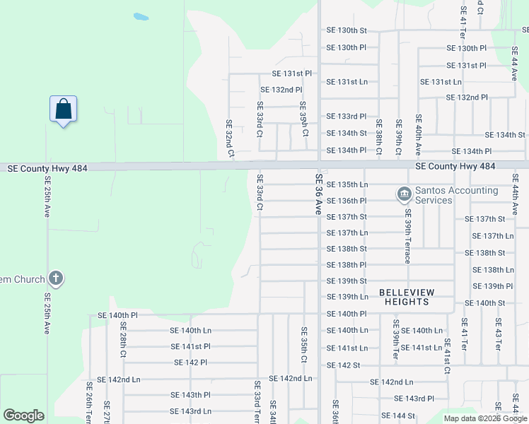 map of restaurants, bars, coffee shops, grocery stores, and more near 13657 Southeast 33rd Court in Summerfield