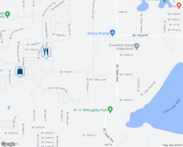 map of restaurants, bars, coffee shops, grocery stores, and more near 13660 Southeast 97th Terrace Road in Summerfield