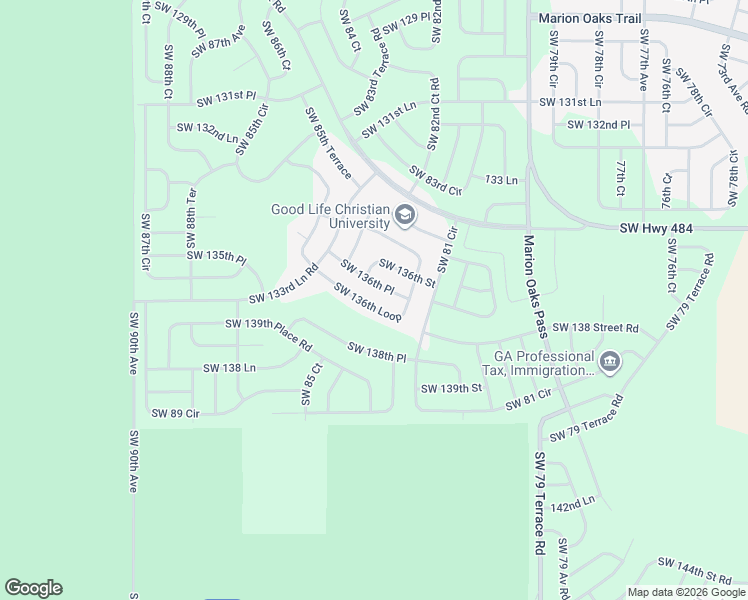 map of restaurants, bars, coffee shops, grocery stores, and more near 8350 Southwest 136th Place in Ocala