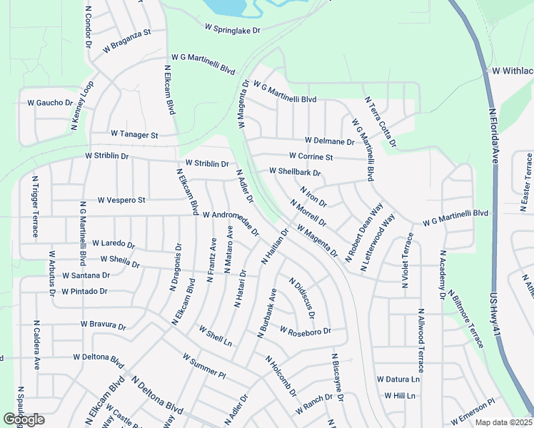 map of restaurants, bars, coffee shops, grocery stores, and more near 10989 North Adler Drive in Citrus Springs