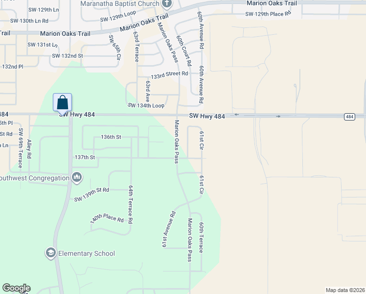 map of restaurants, bars, coffee shops, grocery stores, and more near 13633 61st Circle in Ocala