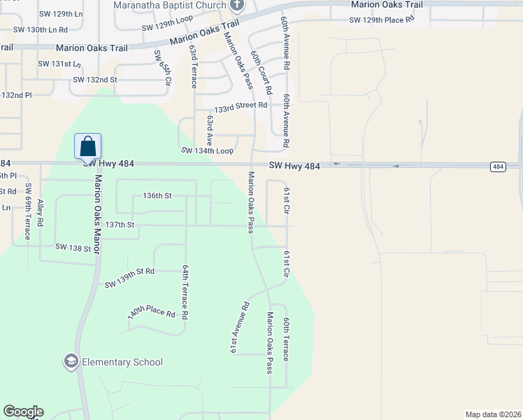 map of restaurants, bars, coffee shops, grocery stores, and more near 13633 61st Circle in Ocala