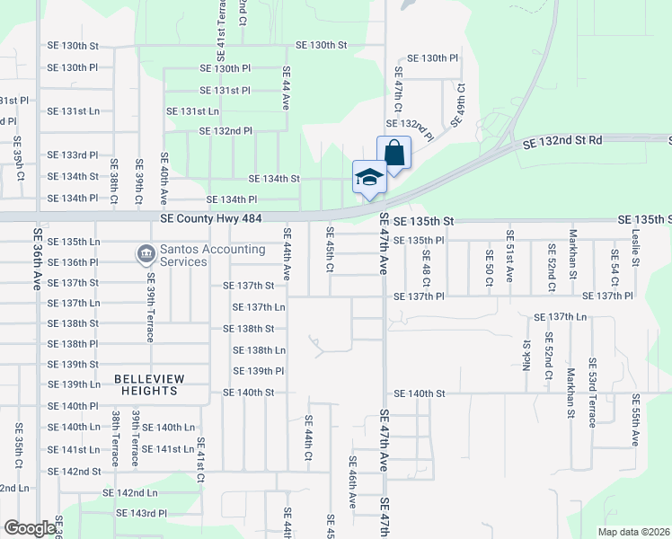 map of restaurants, bars, coffee shops, grocery stores, and more near 13647 Southeast 45th Court in Summerfield