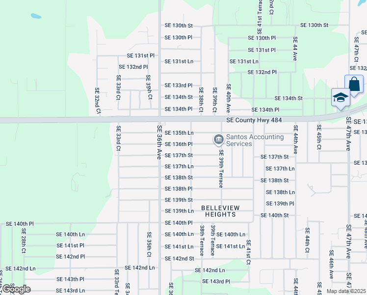 map of restaurants, bars, coffee shops, grocery stores, and more near 3740 Southeast 136th Place in Summerfield