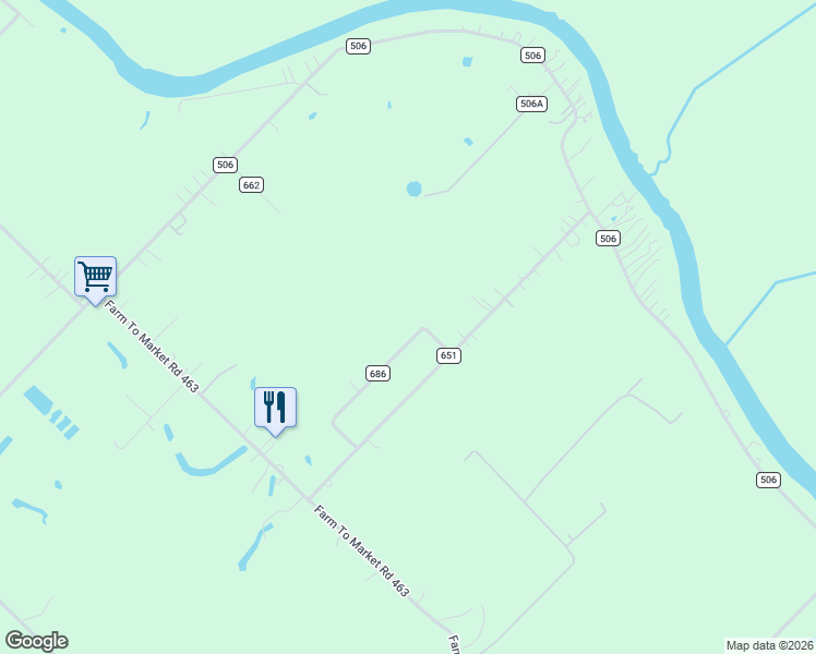 map of restaurants, bars, coffee shops, grocery stores, and more near 2639 County Road 686 in Brazoria