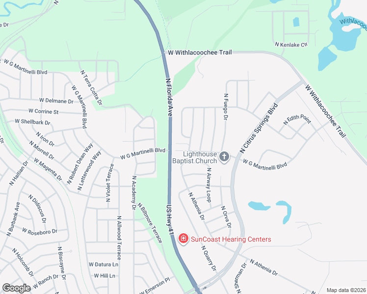 map of restaurants, bars, coffee shops, grocery stores, and more near 1196 West G Martinelli Boulevard in Citrus Springs