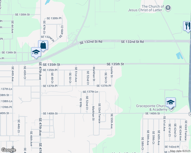 map of restaurants, bars, coffee shops, grocery stores, and more near 13637 Markhan Street in Summerfield