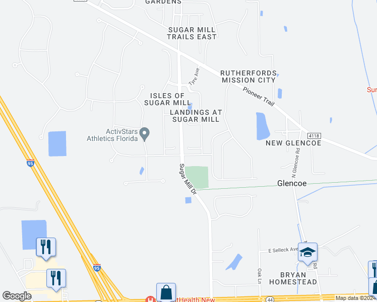 map of restaurants, bars, coffee shops, grocery stores, and more near 2684 Carthage Drive in New Smyrna Beach