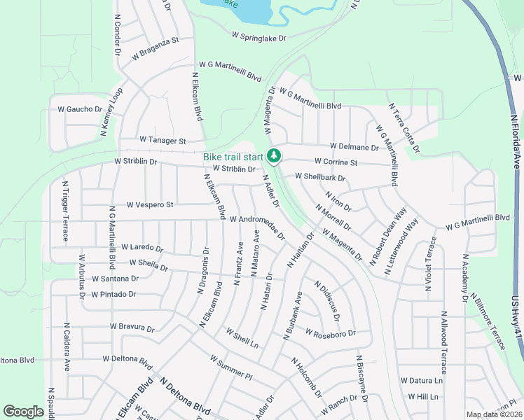 map of restaurants, bars, coffee shops, grocery stores, and more near 2190 West Andromeda Drive in Citrus Springs