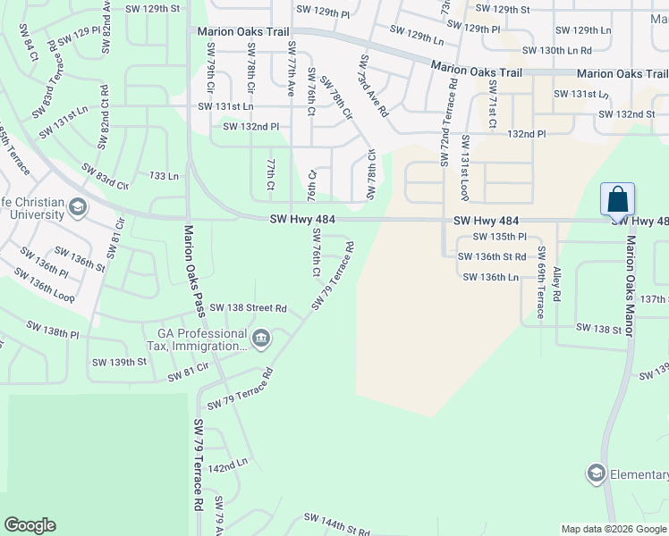 map of restaurants, bars, coffee shops, grocery stores, and more near 13880 Southwest 79 Terrace Road in Ocala