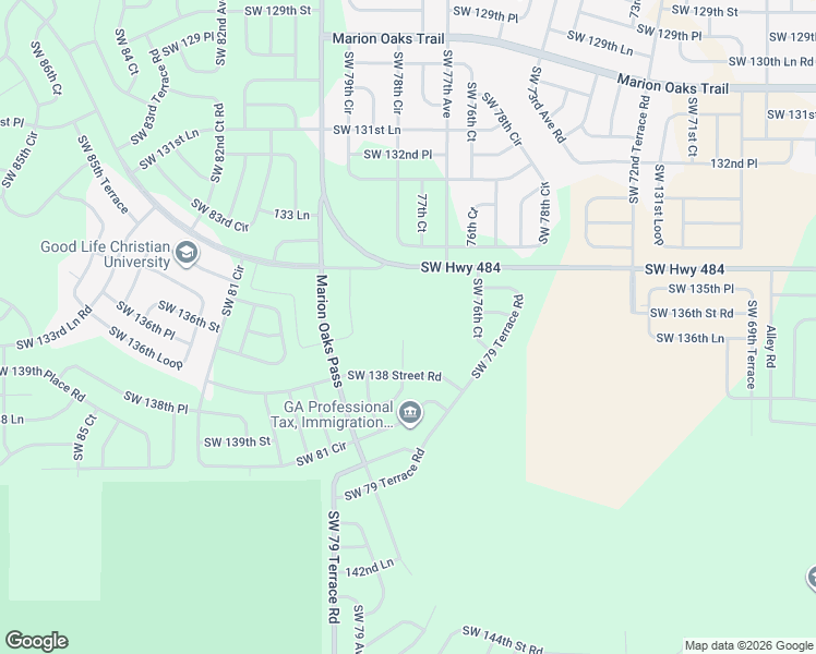 map of restaurants, bars, coffee shops, grocery stores, and more near 796 Marion Oaks Pass in Ocala