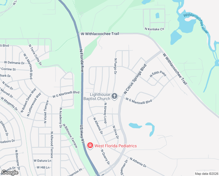 map of restaurants, bars, coffee shops, grocery stores, and more near 11083 North Glenda Terrace in Citrus Springs
