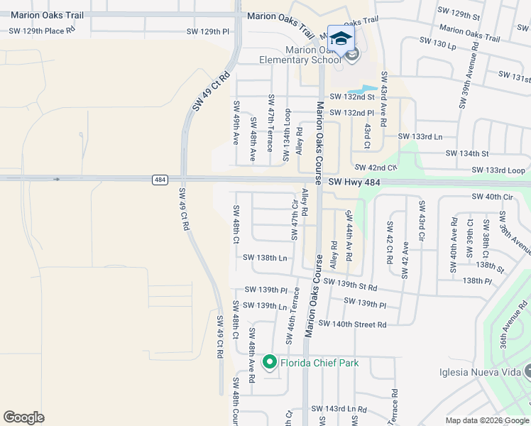 map of restaurants, bars, coffee shops, grocery stores, and more near 4763 136th Street in Ocala