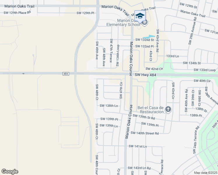 map of restaurants, bars, coffee shops, grocery stores, and more near 4762 Southwest 136th Street in Ocala