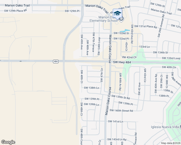 map of restaurants, bars, coffee shops, grocery stores, and more near 4763 136th Street in Ocala