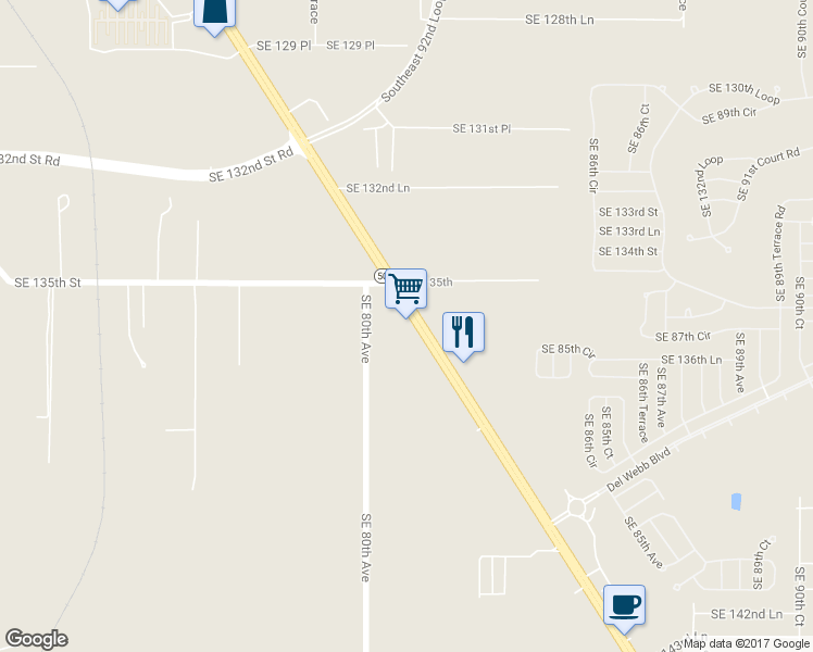 map of restaurants, bars, coffee shops, grocery stores, and more near 13600 U.S. 441 in Summerfield