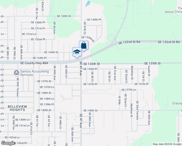 map of restaurants, bars, coffee shops, grocery stores, and more near 4840 Southeast 135th Place in Summerfield