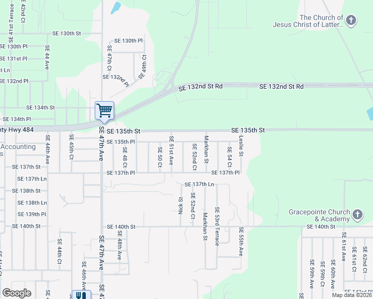 map of restaurants, bars, coffee shops, grocery stores, and more near 5155 Southeast 135th Place in Summerfield