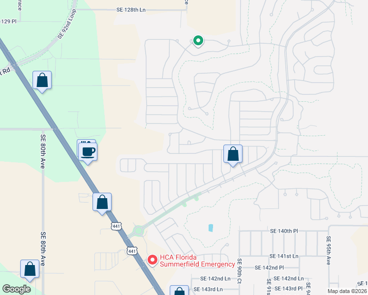 map of restaurants, bars, coffee shops, grocery stores, and more near 8729 Southeast 136th Place in Summerfield