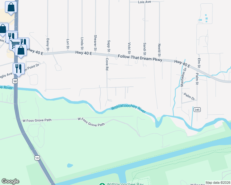 map of restaurants, bars, coffee shops, grocery stores, and more near 16 Our Road in Inglis