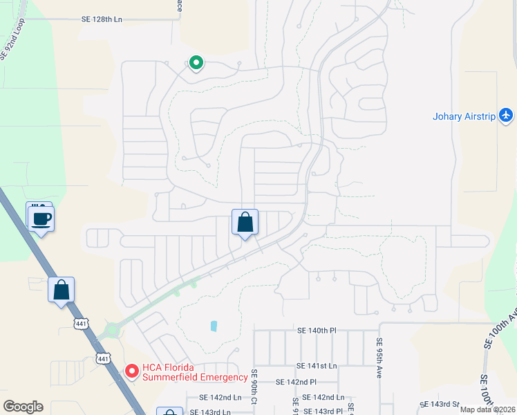 map of restaurants, bars, coffee shops, grocery stores, and more near 13610 Southeast 90th Court in Summerfield