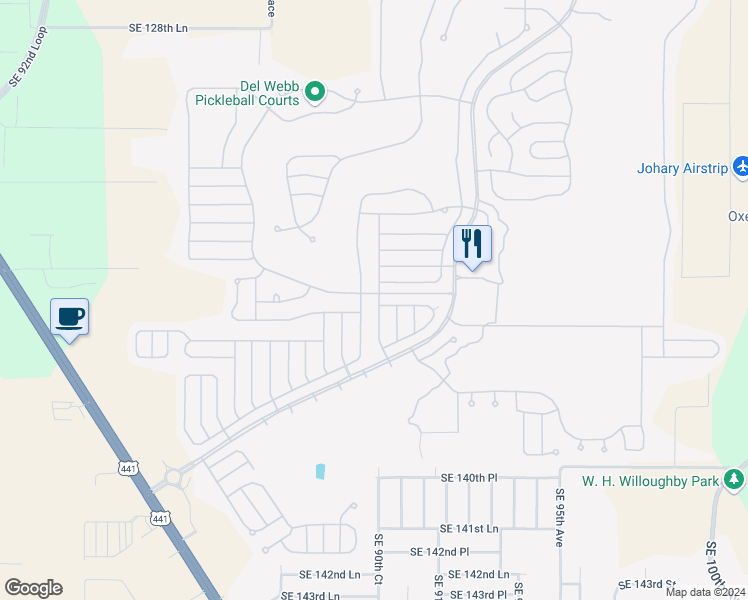 map of restaurants, bars, coffee shops, grocery stores, and more near 13610 Southeast 90th Court in Summerfield