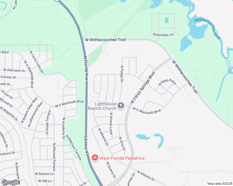 map of restaurants, bars, coffee shops, grocery stores, and more near 11083 North Glenda Terrace in Citrus Springs