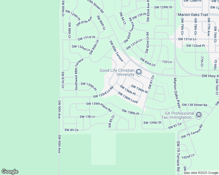 map of restaurants, bars, coffee shops, grocery stores, and more near 13626 Southwest 86th Avenue in Ocala