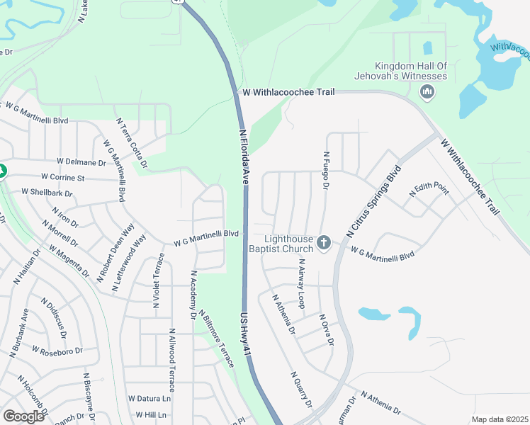 map of restaurants, bars, coffee shops, grocery stores, and more near 1232 West Virginis Drive in Citrus Springs