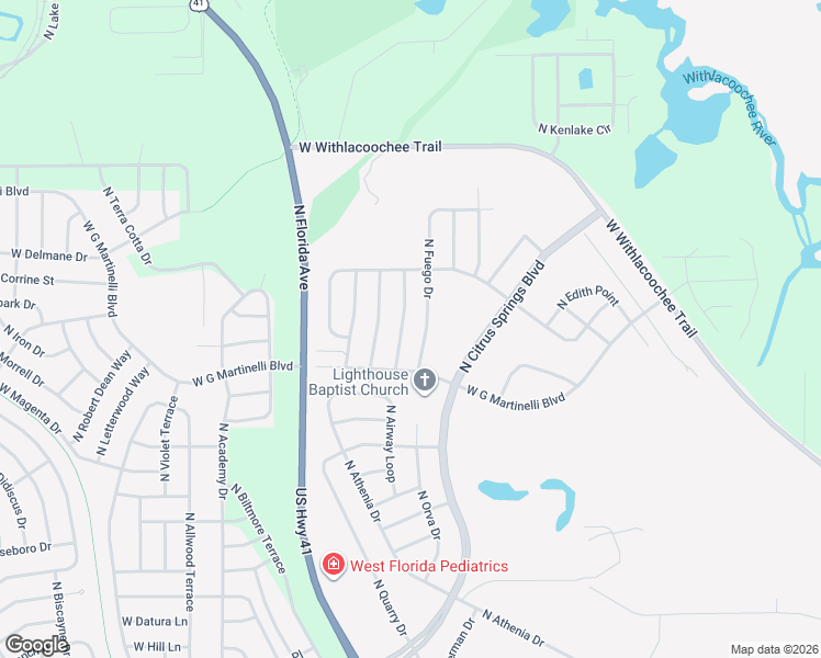 map of restaurants, bars, coffee shops, grocery stores, and more near 11083 North Glenda Terrace in Citrus Springs