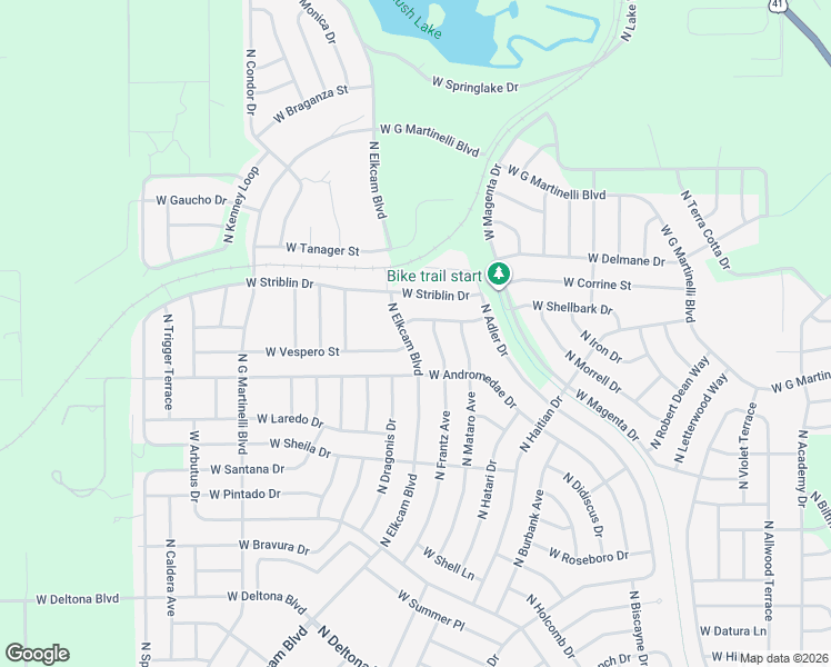 map of restaurants, bars, coffee shops, grocery stores, and more near 11095 North Elkcam Boulevard in Citrus Springs
