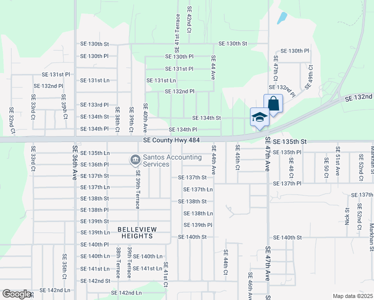 map of restaurants, bars, coffee shops, grocery stores, and more near 4225 Southeast 135th Lane in Summerfield