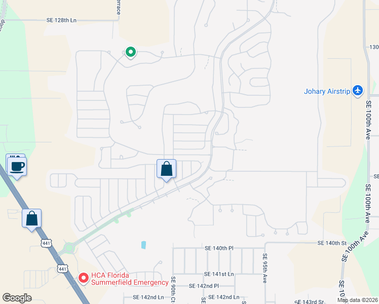 map of restaurants, bars, coffee shops, grocery stores, and more near 9046 Southeast 135th Loop in Summerfield