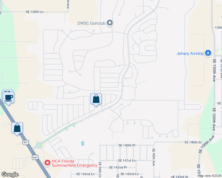 map of restaurants, bars, coffee shops, grocery stores, and more near 9046 Southeast 135th Loop in Summerfield