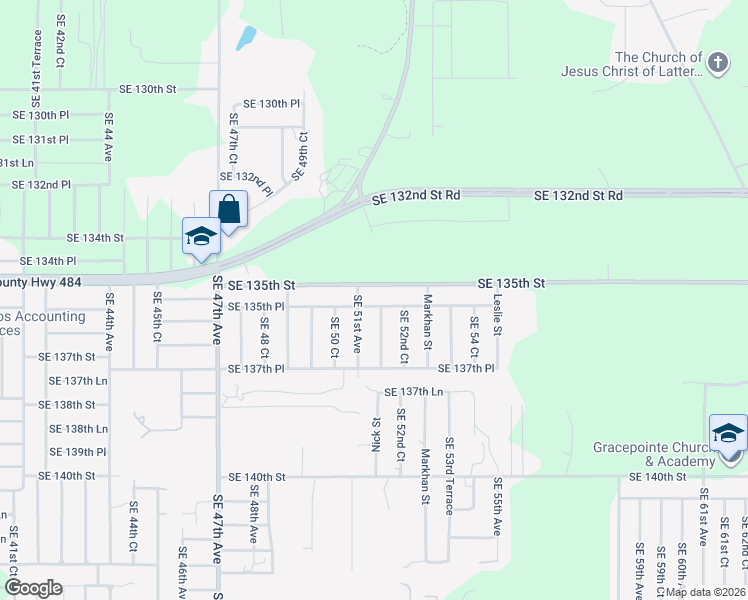 map of restaurants, bars, coffee shops, grocery stores, and more near 5155 Southeast 135th Place in Summerfield