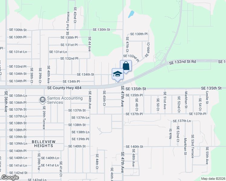 map of restaurants, bars, coffee shops, grocery stores, and more near 4680 Southeast 135th Place in Summerfield