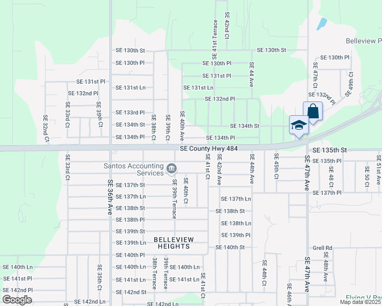 map of restaurants, bars, coffee shops, grocery stores, and more near 4068 Southeast 135th Lane in Summerfield