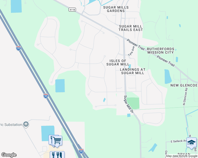 map of restaurants, bars, coffee shops, grocery stores, and more near 2910 Sime Street in New Smyrna Beach
