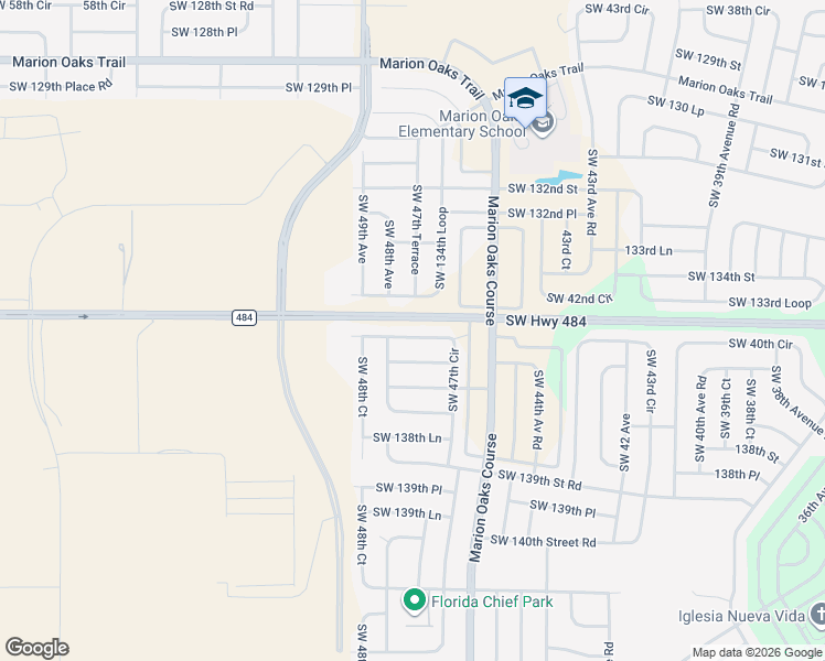 map of restaurants, bars, coffee shops, grocery stores, and more near 4763 136th Street in Ocala