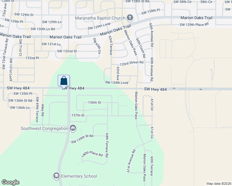 map of restaurants, bars, coffee shops, grocery stores, and more near 13560 63rd Avenue in Ocala