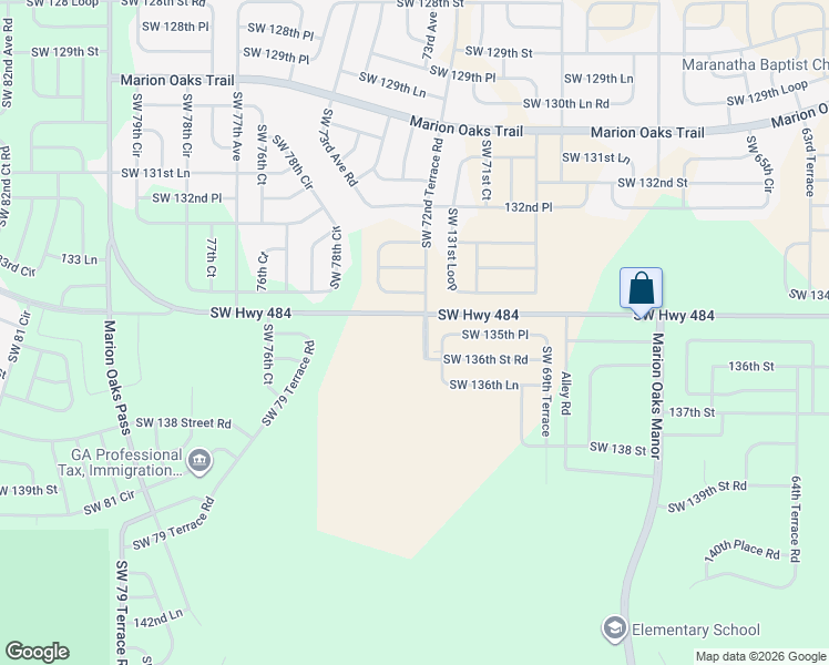 map of restaurants, bars, coffee shops, grocery stores, and more near Southwest 72nd Terrace Road in Ocala