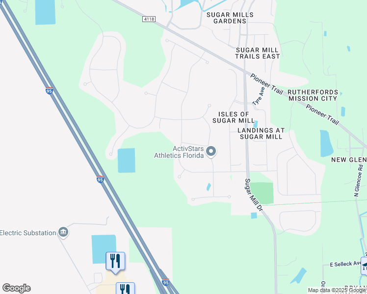 map of restaurants, bars, coffee shops, grocery stores, and more near 2951 Gibraltar Boulevard in New Smyrna Beach
