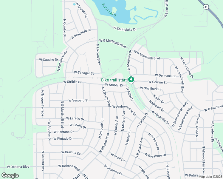 map of restaurants, bars, coffee shops, grocery stores, and more near 11095-11155 North Elkcam Boulevard in Citrus Springs