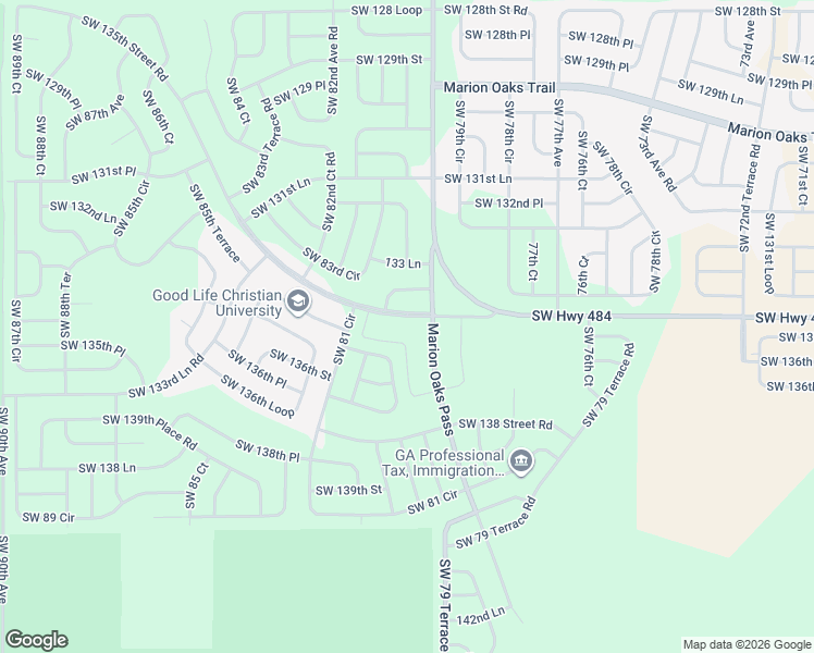 map of restaurants, bars, coffee shops, grocery stores, and more near 8038 Southwest 134 Loop in Ocala