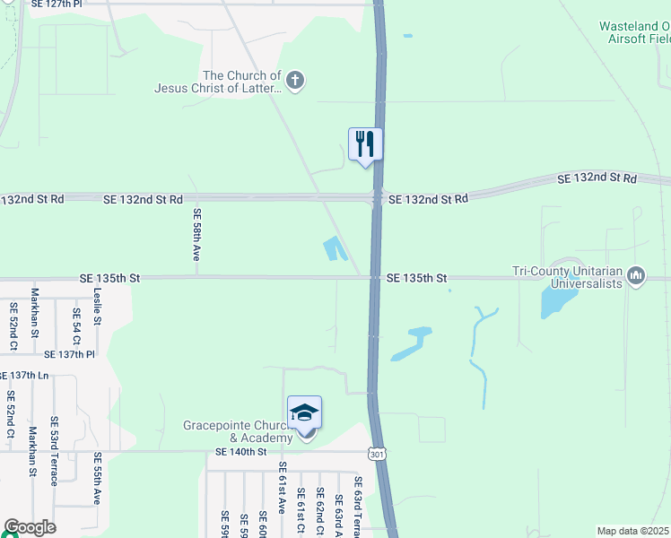 map of restaurants, bars, coffee shops, grocery stores, and more near 6333 Southeast 135th Street in Summerfield